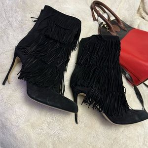 Paul Andrew fringe heels never worn